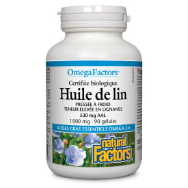 Huile de lin certifiée biologique, OmegaFactors