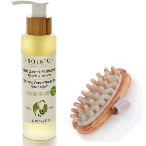 Duo huile concentrée minceur + brosse massage en bois