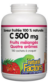 C 500 mg saveur fruitée 100 % naturelle, fruits mélangés, quatre arômes