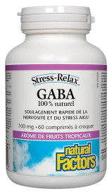 GABA 100 % naturel 100 mg, arôme de fruits tropicaux, Stress-Relax
